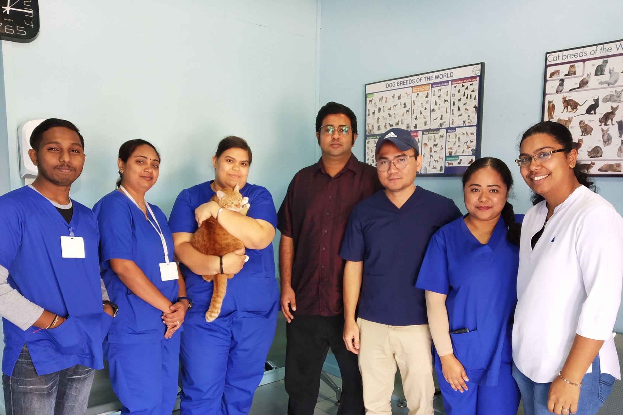 A photo of the team behind Klinik Haiwan & Surgeri Elite Seremban with Shivam.